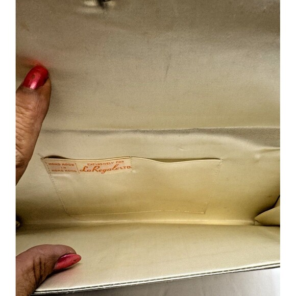 Vintage LA REGALE LTD. BEADED EVENING BAG Cream & White COLOR CLUTCH Hand Made - Picture 4 of 5